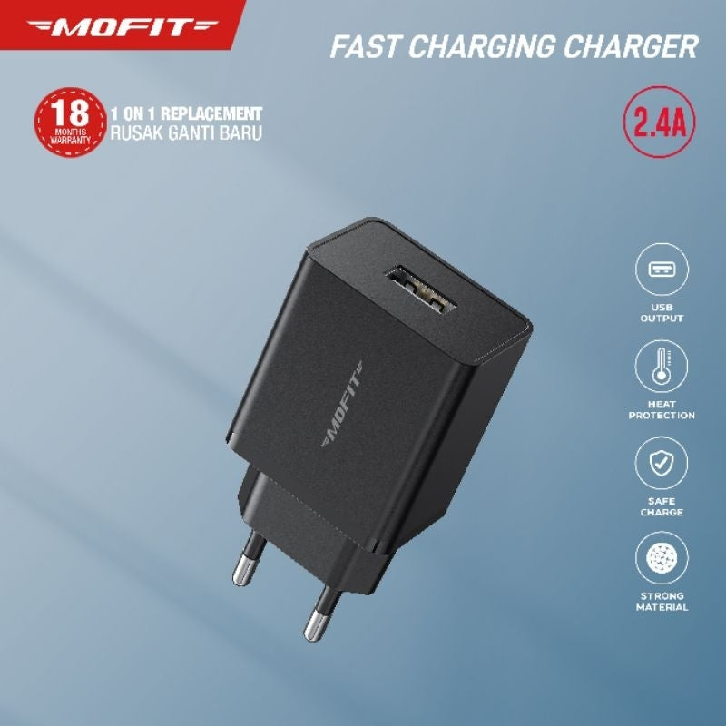 MOFIT MF10 - Fast Charge 2.4A USB Wall Charger Fast Charging - Hitam